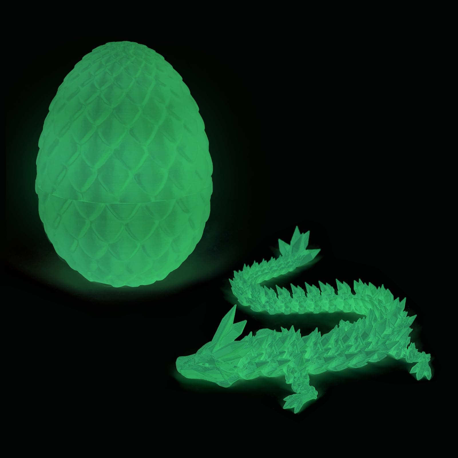 3D Printed Dragon Egg, Cool 3D Printer Articulated Crystal Dragon Toy for Boys Kid Teen, Animals Fidget Toy Dinosaur Eggs for 5-7 4-6 8-12 Year Old Boys Kid Girls(A-Luminous)