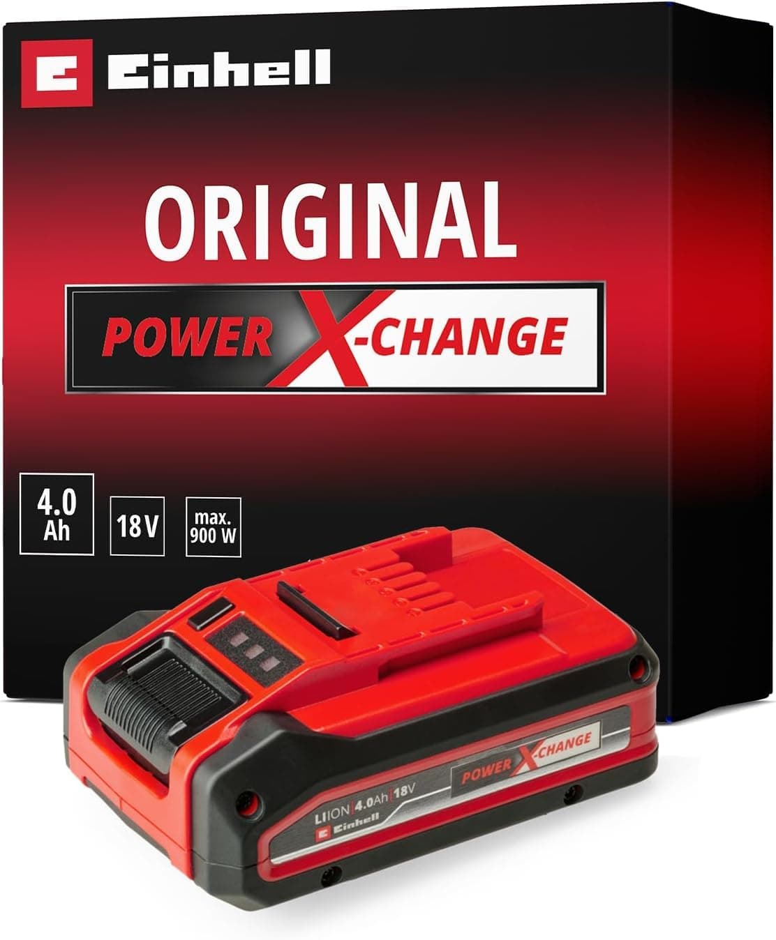 18V 4.0Ah Plus Lithium-Ion Battery Power X-Change 2nd Generation, Extra Power For Intensive Operation, Universally Compatible With All Einhell PXC Power Tools And Garden Machines