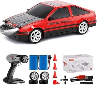 GoolRC RC Drift Car, 1:16 Scale Remote Control Car, 4WD RC Cars, 30KM/H High Speed RC Racing Cars with LED Lights and Drifting Tire for Adults (Red)