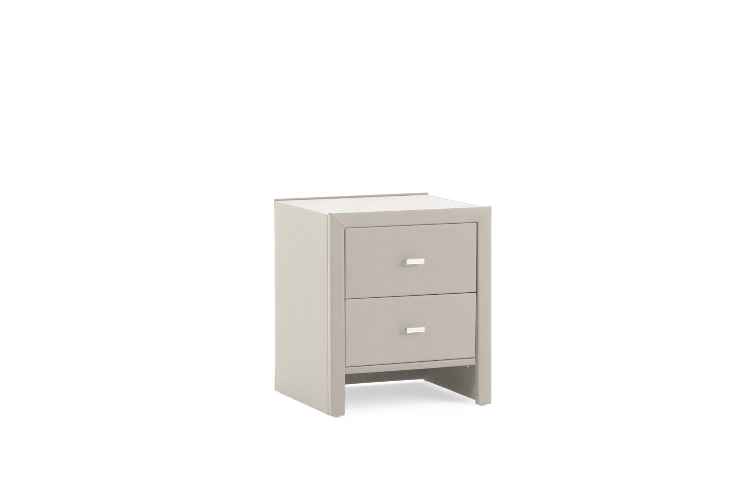 Dico Delta B 47 x 54 x 41 cm Fabric Pearl White 2 Drawer Bedside Table