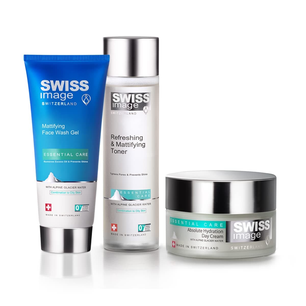 Swiss Image All Day Hydration Regime Pack Mattifying Face Wash 200ml , Mattifying Face Toner 200ml & Day Cream 50ml For Intense Hydration W/SPF Filter