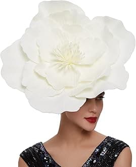 Large Flower Fascinators for Girls Women Tea Party Cocktail Headwear Derby Hats with Headband and Clip for Wedding