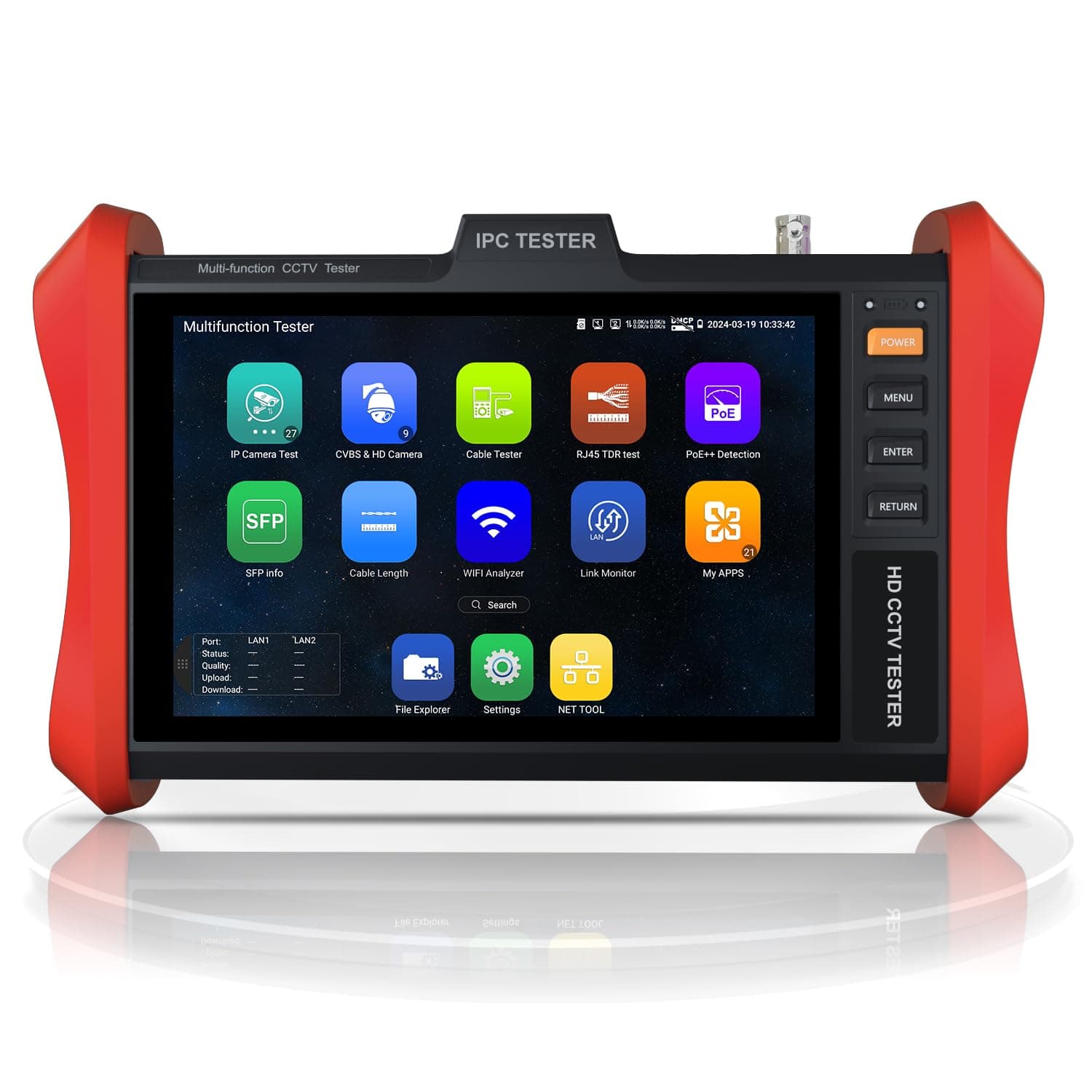 4K 12MP IP Camera Tester, WANLUTECH 90W PoE Power Output 8'' Touchscreen CCTV Test for 8MP TVI CVI AHD CVBS Cameras, SFP Test, RJ45 Cable TDR Test, WiFi Network Tools, HDMI VGA (E89)