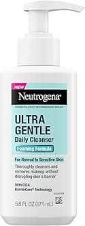 Neutrogena Ultra Gentle Foaming Facial Cleanser, Foaming Face Wash for Sensitive Skin, Gently Cleanses Away Dirt, Oil & Makeup Without Over Drying, Fragrance-Free, 5.8 fl. oz