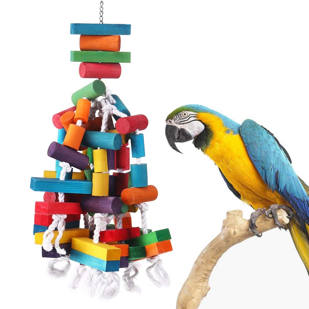 KINTOR Bird Chewing Toy Large Medium Parrot Cage Bite Toys African Grey Macaws Cockatoos Eclectus Amazon (26.5inch Long)