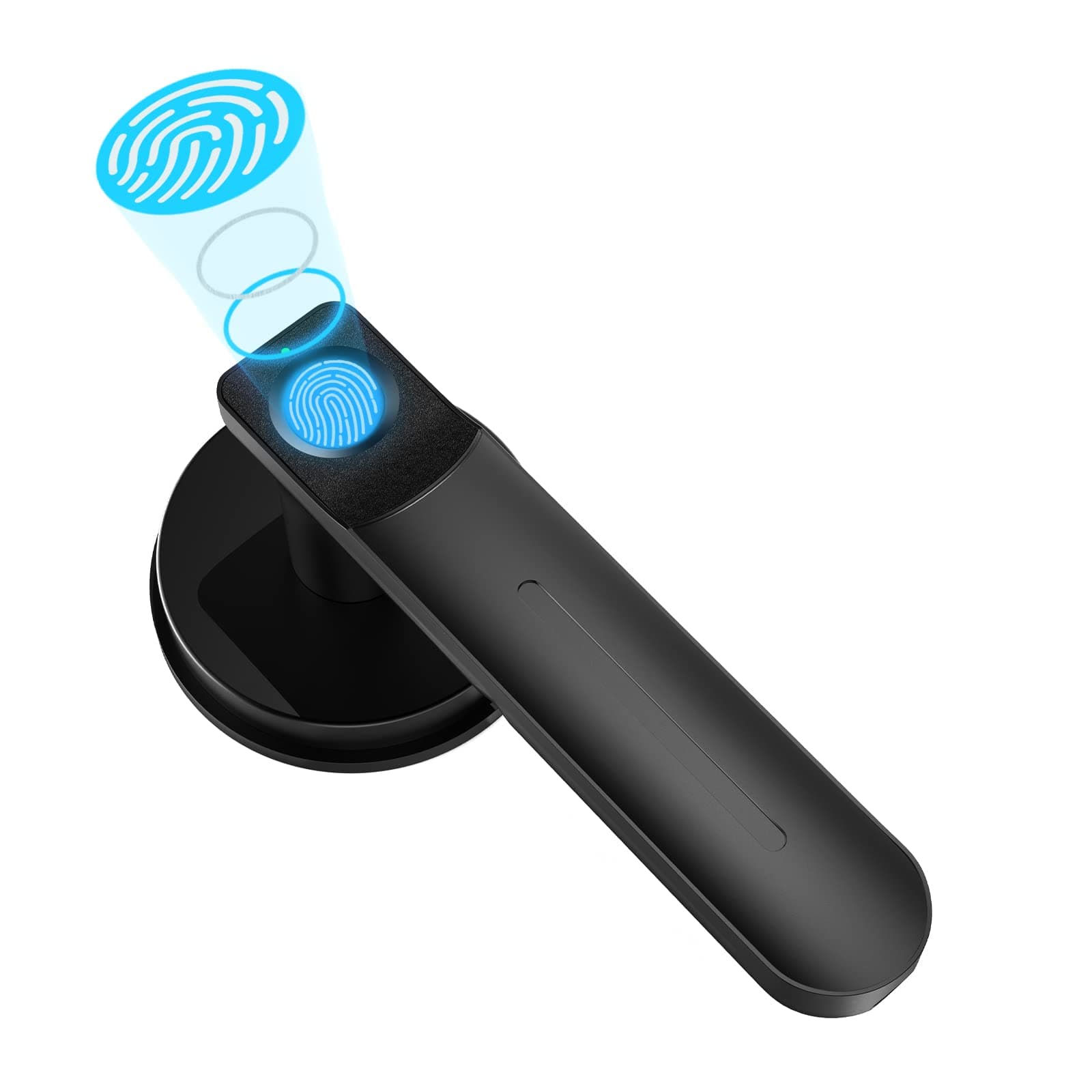 Foxgard Smart Fingerprint Door Lock,Keyless Entry Door Lock with Handle,Fingerprint Door Knob for Bedroom,Office(Black)