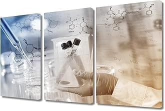 TUMOVO Scientist Hand Holding Test Tubes Laboratory Research Wall Art 3 Panel Medical Artwork Wall Decor for Living Room, Bedroom, Bathroom, Office. Framed Ready to Hang (36" Wx24 H)