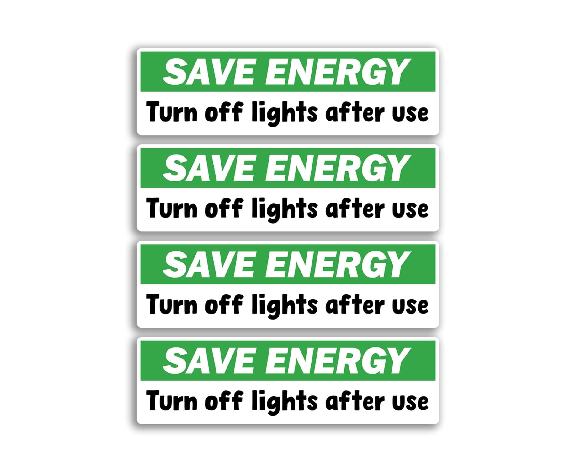 DV DESIGN 4 x Switch Warning Vinyl Stickers - Turn Off Lights Save Energy Plug School Workplace Home Kids Labels Sticker - Size 66mm x 19mm #81683