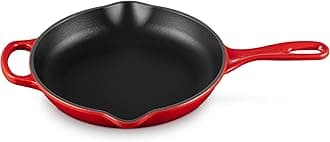 Signature Enamelled Cast Iron Skillet Frying Pan with Helper Handle and Two Pouring Lips, 23 cm, Cerise, 20182230600422