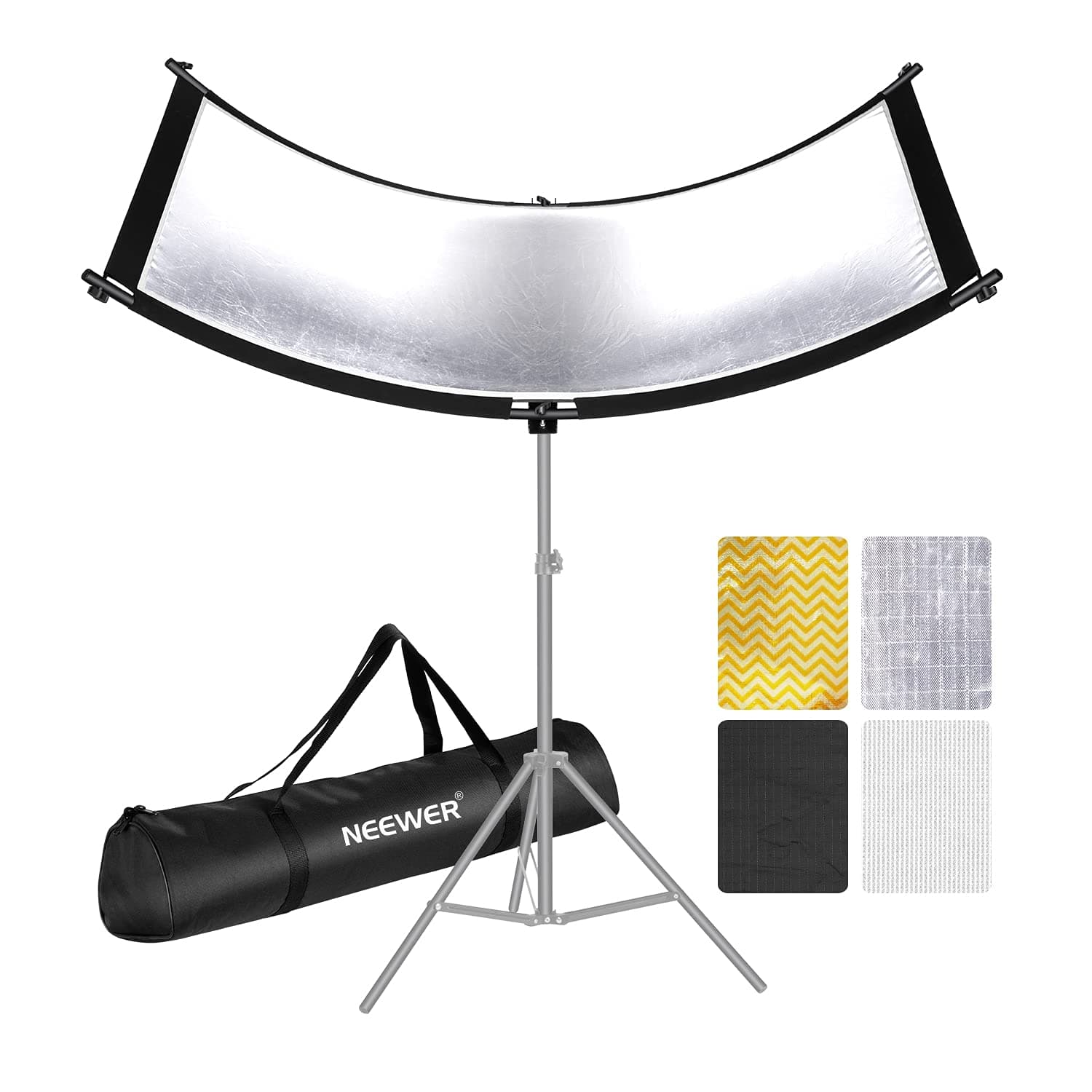U-Type Light Diffuser Reflector for Studio and Photography Situation with Carrying Case, Arclight Curved Reflector 167 x 61 cm in Black/White/Gold/Silver (Light Stand Not Included)