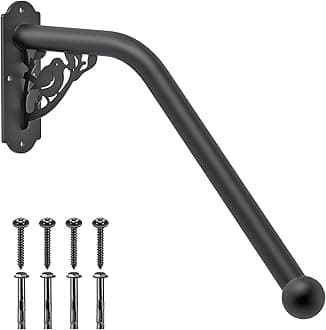 SELEWARE Fully Welded Staircase Handrail Iron Handrail Indoor Outdoor Steps Garage Railing Safety Grab Bar for Elderly Bird Shaped 24'' Length 1.3'' Dia