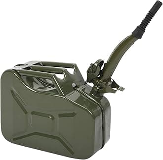 10L Fuel Oil Storage Can Metal Petrol Diesel Tank with Spout,Jerry Can Fuel Can Metal Petrol Can Water Container Cans Large Liquid Storage Canister For Diesel,Petrol,Oil & Water Container, Army Green
