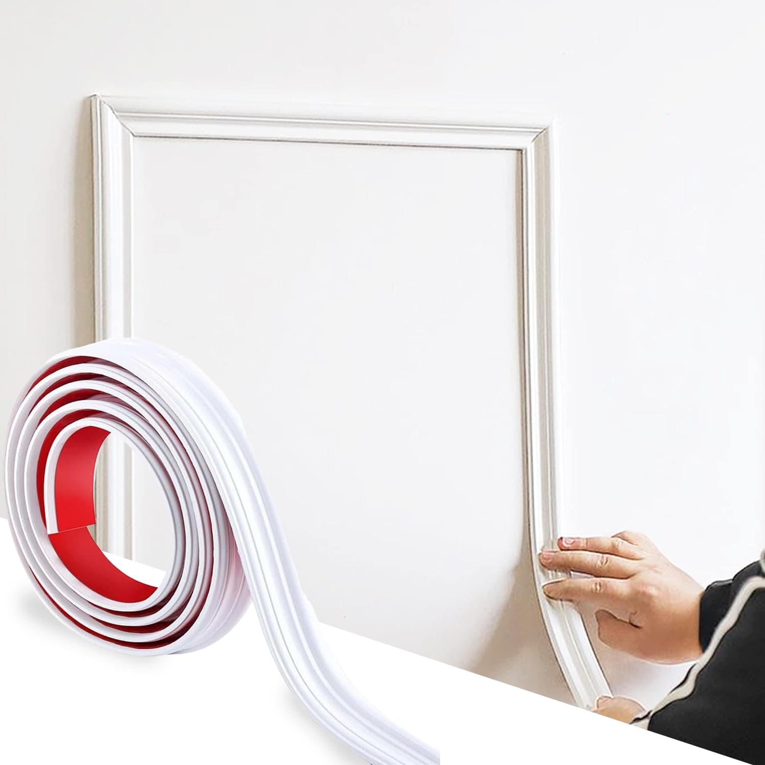 TPE Self-Adhesive Wall Moulding Panels Kit - 1.26" x 9.84 Ft Peel and Stick Wall Trim for Chair Rail, Mirror Frames, Wall Protection, and DIY Home Decoration