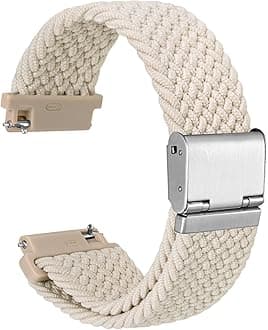WOCCI 18mm Braided Nylon Watch Band for Men and Women, Quick Release, Silver Stainless Steel Buckle (Starlight)