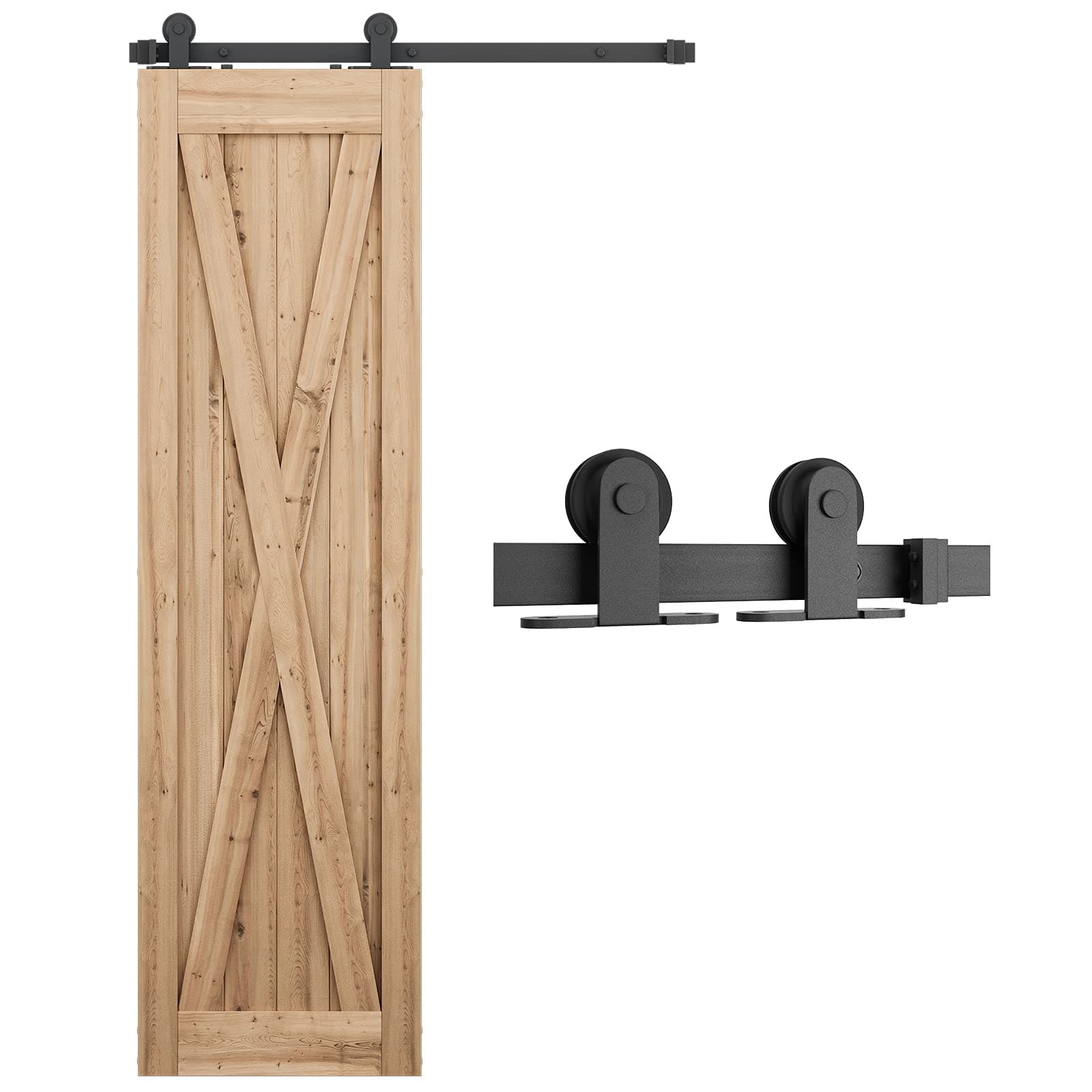 SMARTSTANDARD 4 Feet Top Mount Sturdy Sliding Barn Door Hardware Kit - Smoothly and Quietly - Simple and Easy to Install - includes Step-by-Step Instruction - Fit 24" Wide Door Panel (T Shape)