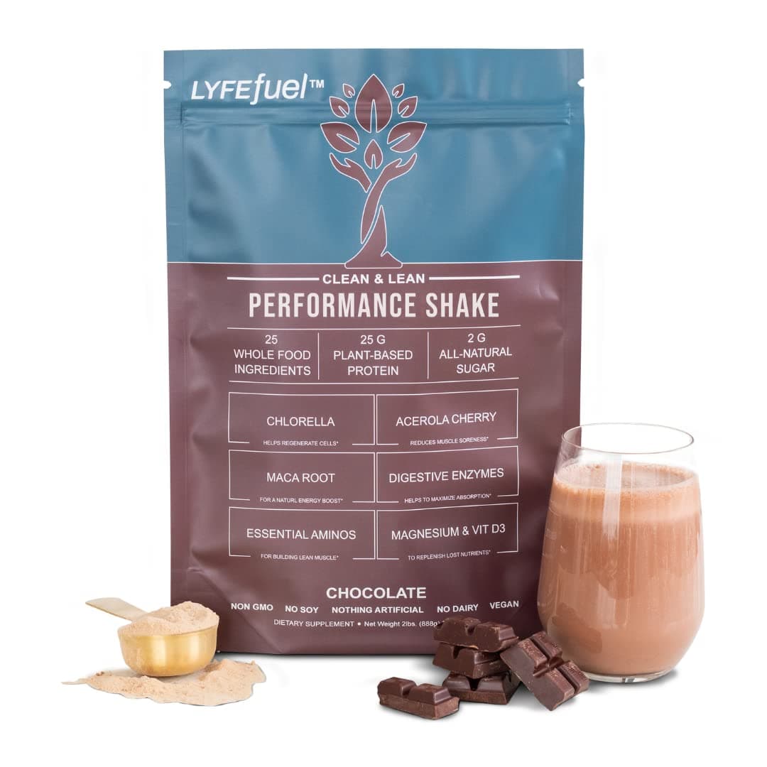 LyfeFuel Vegan Protein Shake Plant-Based Protein Powder with BCAA, Greens & Superfoods for Sports Performance, Recovery & Lean Muscle Building | (Chocolate, 24 Servings)