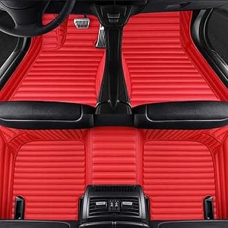 Custom Making Car Floor Mats Compatible with Audi BMW Mercedes-Benz Toyota Lexus Honda Infiniti Nissan Hyundai Kia All Models 2005-2023 (Striped Red)