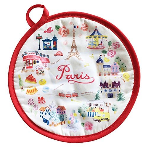 HOMU Paris Pot Holders Potholders, Eiffel Tower Theme Kitchen Décor, Red, French Themed Cook Items