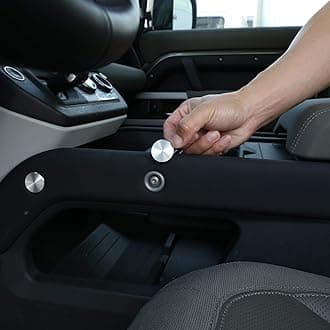 YIWANG Carbon Fiber Car Interior Accessories Gear Console Side Strip Cover Trim for Land Rover Defender 90 110 2020-2024 Replacement Parts (8pcs Screw Protective Cover-Silver)