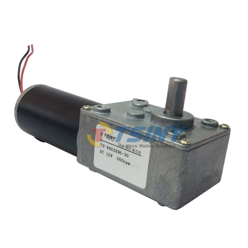 TSINY Reversible 12V Electrical DC Worm Gear Motor 260 RPM High Speed with Metal Geared Box Reducer Output Shaft 8mm by DC Worm Gear Motor