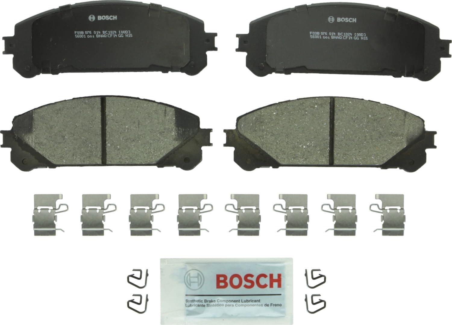 BOSCH BC1324 QuietCast Premium Ceramic Disc Brake Pad Set - Compatible With Select Lexus NX200t, NX300h, RX350, RX450h; Toyota Highlander, Sienna; FRONT
