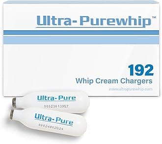 Ultra-PureWhip Whipped Cream Chargers, Cartridges for Desserts & Cocktails Creation, Fits with Any Standard Dispensers, Leak Proof Steel, 192 pack