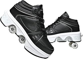 - 2-in-1 Roller Skates & Sneakers Unisex Retractable Wheels Outdoor Fun & Fitness Kick Roller Shoes