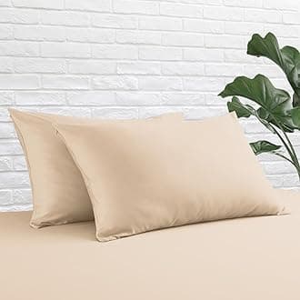 Queen Size Pillow Protector Set of 2, 100% Egyptian Cotton Pillow Cases with Zipper 400 Thread Count Sateen Weave Cotton Beige Pillow Protector Queen Size Pillow Covers for Home/Hotel
