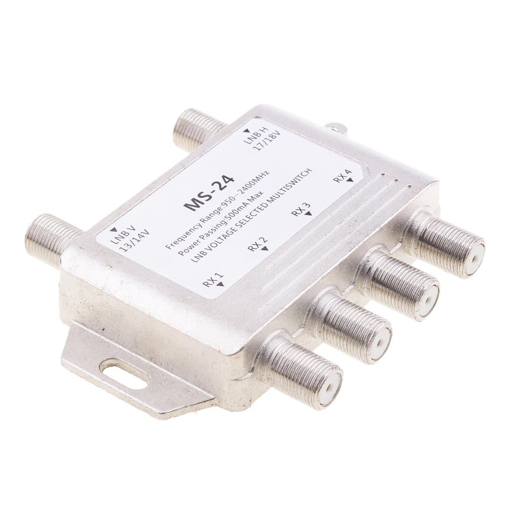 Fenteer 2x4 Satellite MultiSwitch Splitter FTA TV LNB Switch Cascade 2 in 4 Out