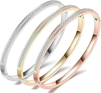 Anti Tarnish Jewellery | 18K Gold Plated Stainless Steel Openable Crystal Bracelet | Latest Stylish Cuff Bangle | Love Friendship Couples Gifts for Women Girls Mother Sister Wife Girlfriend
