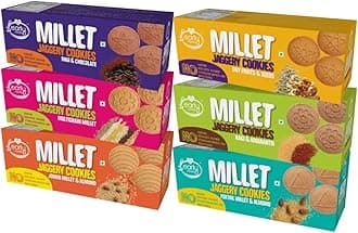 - Early Foods - Biscuits Combo Pack - Millet Jaggery Cookies 130Gram X 6| Sugarfree Cookies |Butter| Sugarfree Biscuits