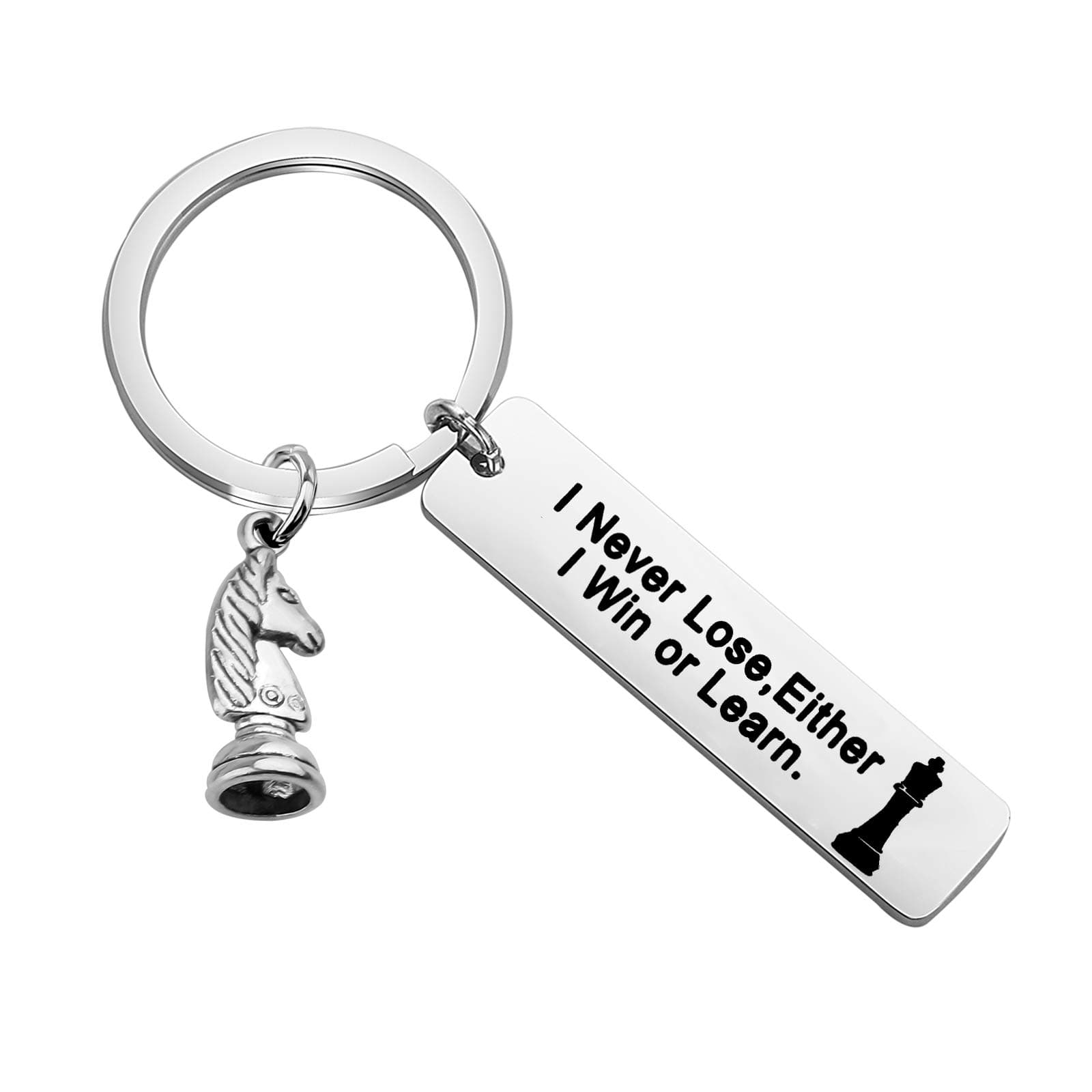 MYOSPARK Chess Lovers Keychain Gift I Never Lose I Either I Win Or Learn Keychain Chess Gift for Chess Player Chess Master