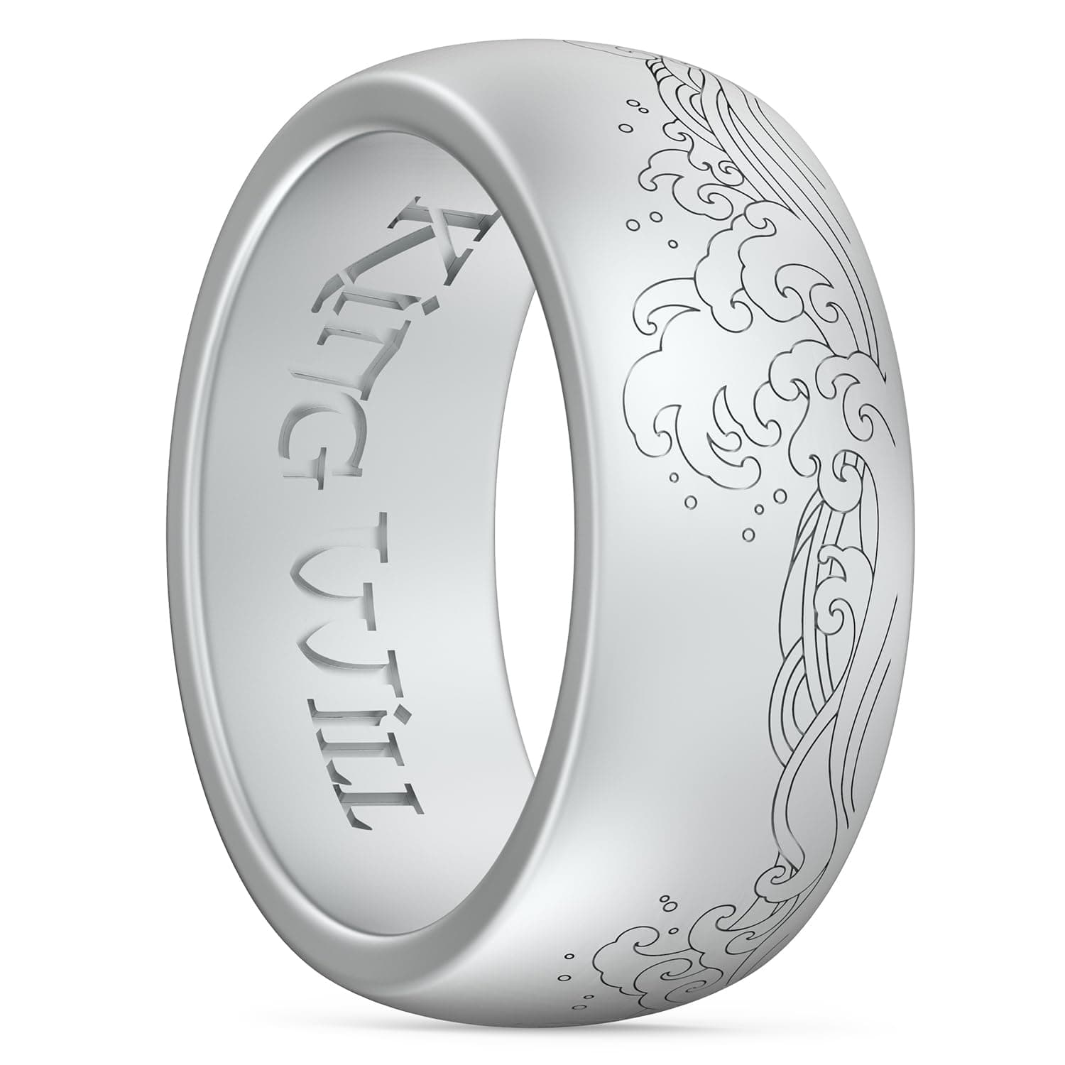 King Will Silicone Mens Ring - Breathable Wedding Bands for Men 8mm Wide Rubber Engagement Band, Geometry/Waves Etched Design, Comfort Fit Ring- 1/4/6 Variety Multipack Silver/Dark Blue/Grey Size 8-14