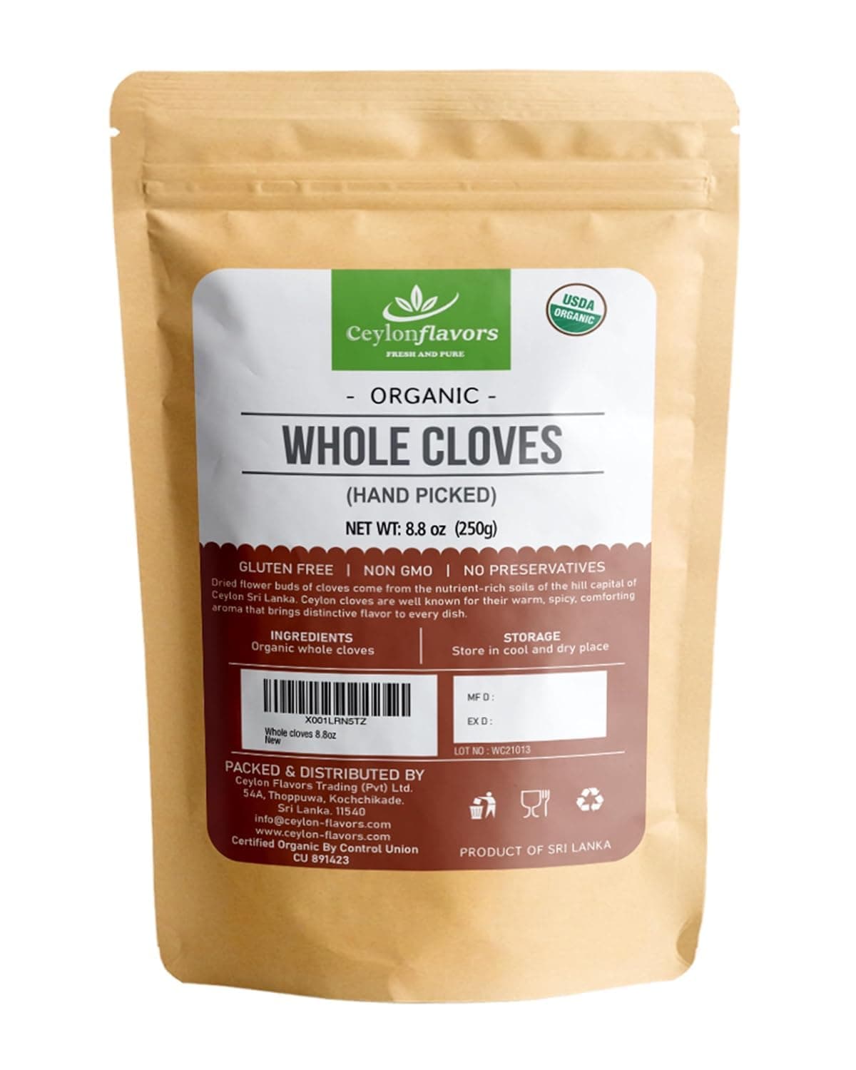 Organic premium hand picked whole cloves (8.8 oz)