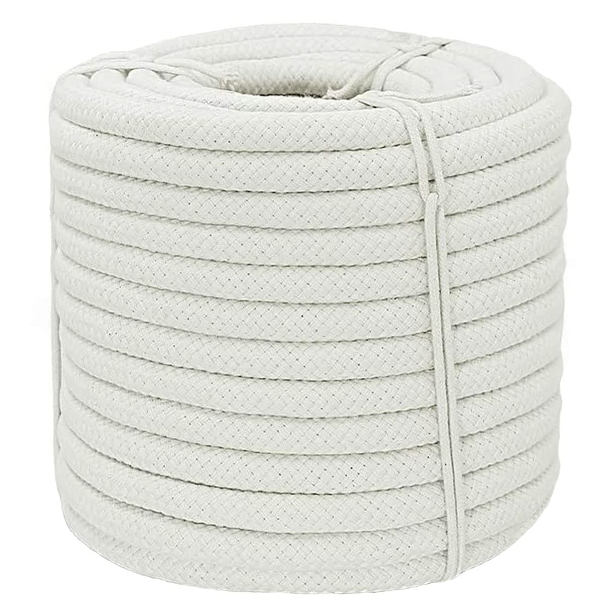 Braided White Cotton Rope (1/2 inch x 100 ft) Natural Soft Utility Rope