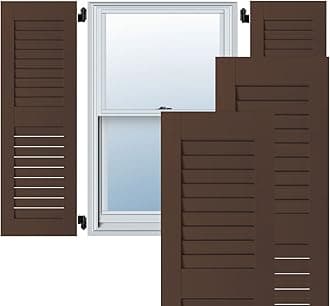 Ekena Millwork RWL15X051TBP Exterior Real Wood Pine Louvered Shutters (Per Pair), Tudor Brown, 15"W x 51"H