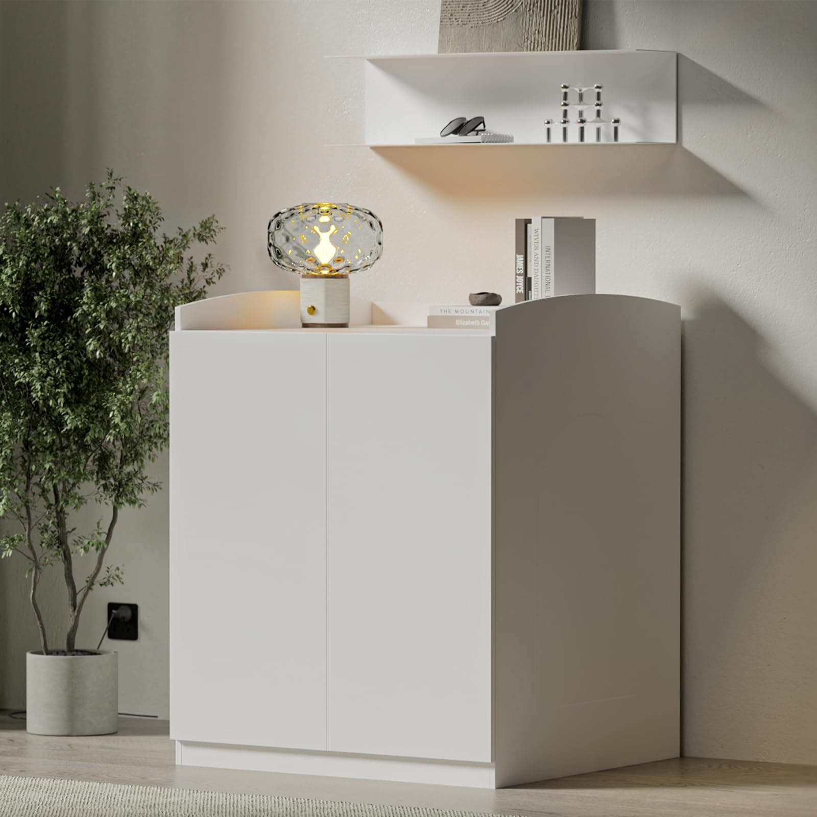 amunrbrek Extra Large Litter Box Enclosure with Cat Scratch Mat - Designed for Self-Cleaning and XXL Litter Boxes (White)