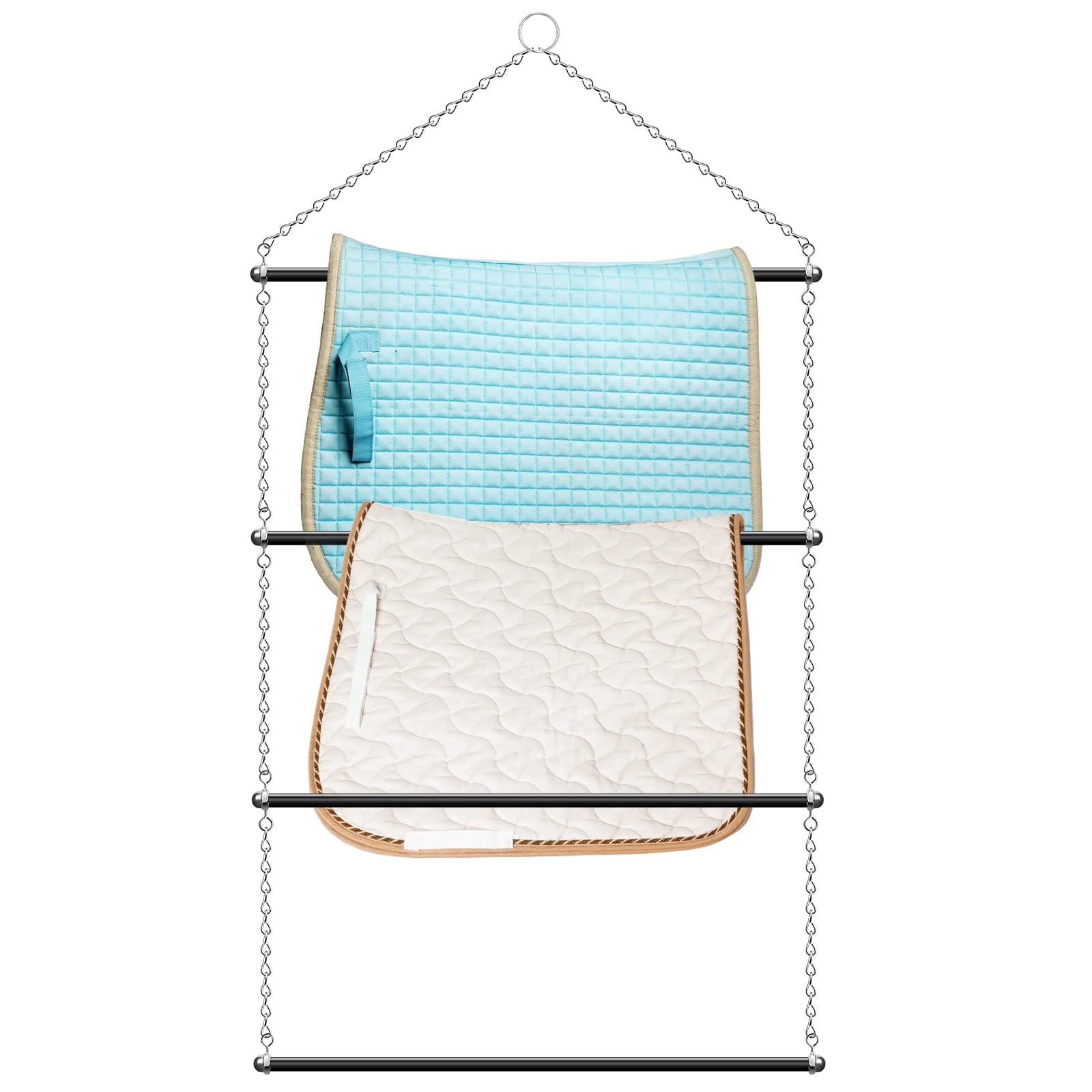 Dunzy Blanket Rack 24.02 x 44.88 Inch Saddle Rack Long Saddle Stand Stall Blanket Bar Horse Trailer Organizer for Western Saddle Blankets Horse Pony Blankets Pads Towels Storage Supplies, Black