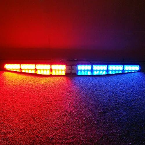 2-16 LED 32 Watt Red/Blue LED Light Car Truck Emergency Beacon Light Bar Exclusive Split Visor Deck Dash Strobe Warning LightBar