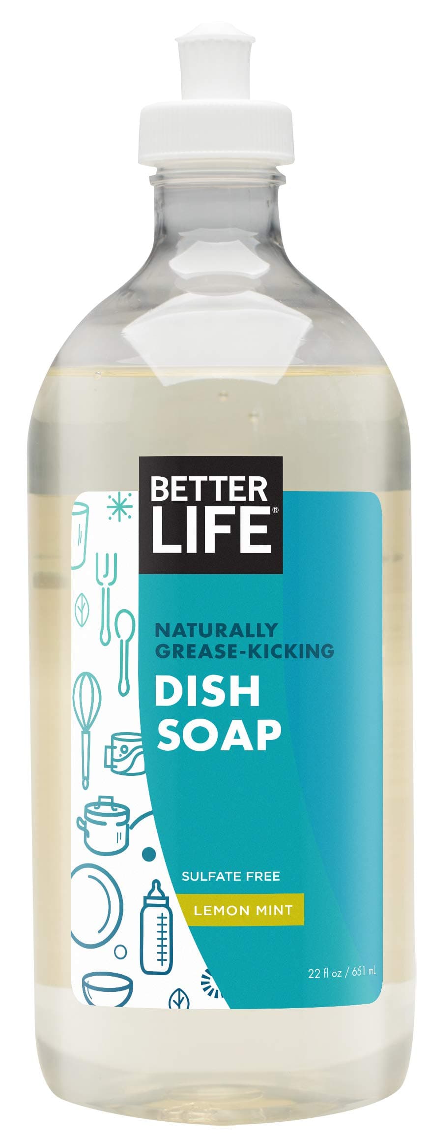 Dish Soap - Liquid Dishwashing Soap with Vitamin E and Aloe for Home & Kitchen Sink - No Gloves Required Kitchen Soap for Sensitive Skin - 22oz Lemon Mint