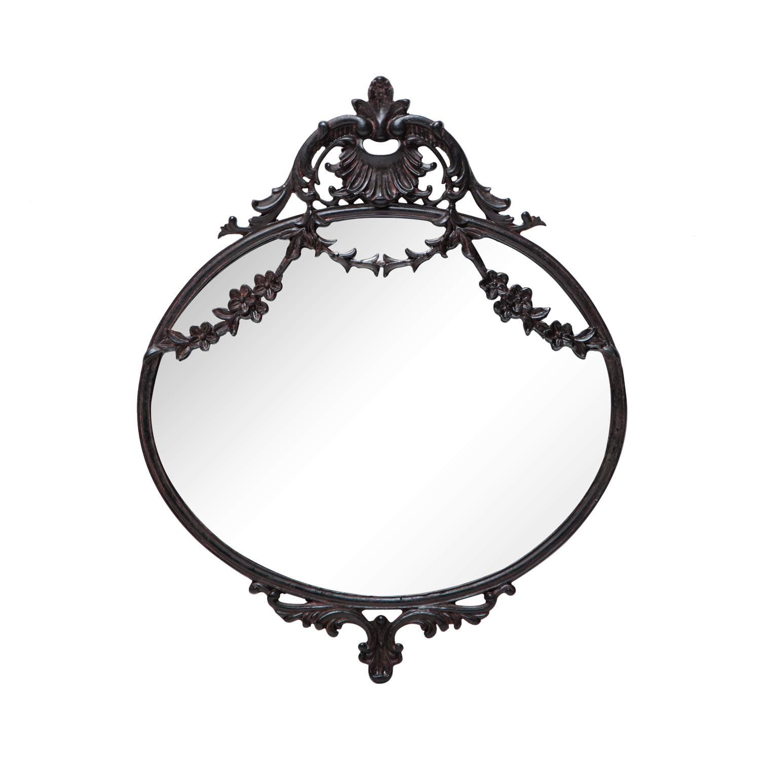 NIKKY HOME 10" x 12" Rustic Decorative Metal Oval Wall Mounted Small Victorian Mirror for Home Decor Decoration, Black