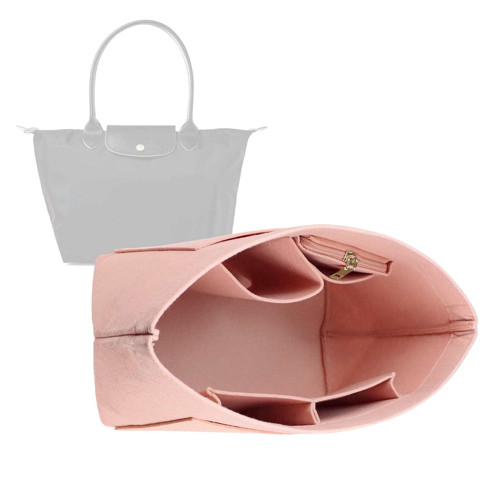 Felt Purse Organizer Insert for Le Pliage Neo(Large) Handbags Insert Organizer1012pink-M