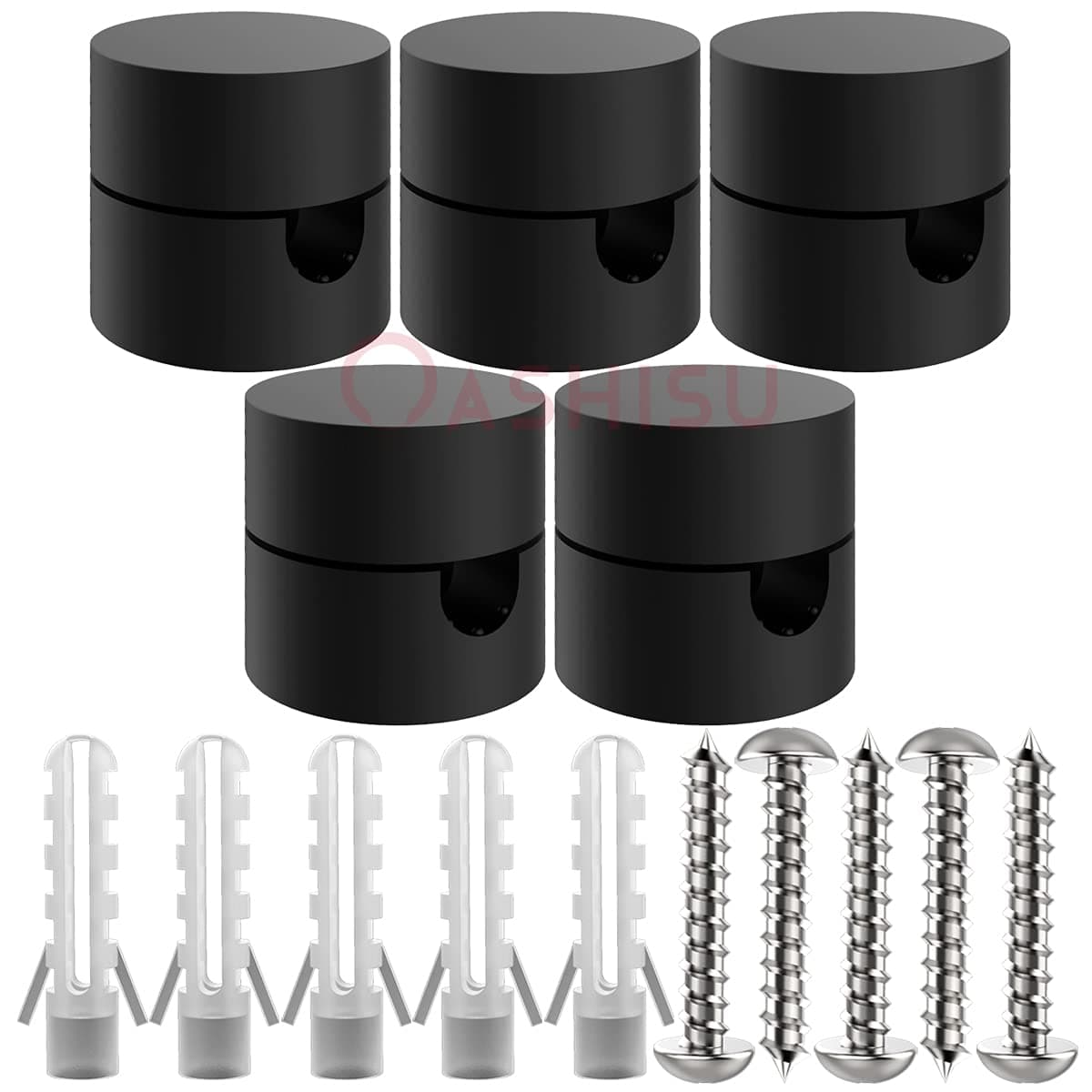 Swag Pendant Hook 5 Pack Black Lamp Hook for Fabric Electrical Cord Chandelier Ceiling Lights Wall Fixtures, Textile Cable Wire Holder Clips Management, Cable Clamps, Screw-in Hooks