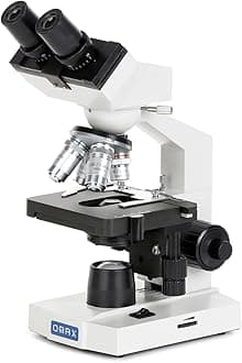 AmScope M82ES OMAX Laboratory LED Composite Binocular Microscope with Mechanical Double Layer Table and Coaxial Coarse/Fine Focus Button, 40x 2000x
