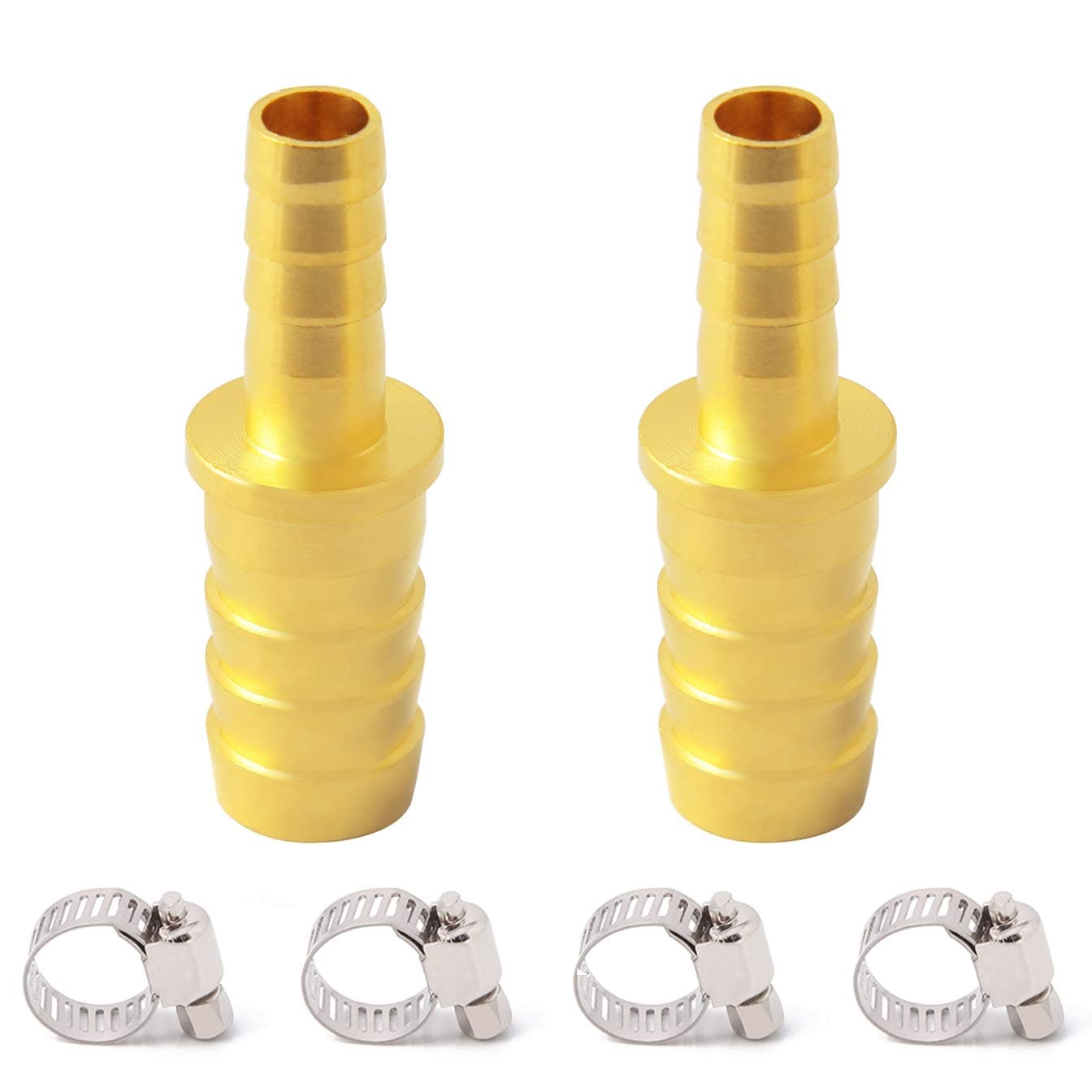 Brass Hose Barb Reducer, 1/4" to 1/8" Hose ID, Reducing Barbed Hose Splicer Mender Coupler Warter Fuel Air (Pack of 2)