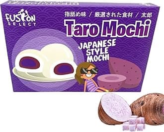 Fusion Select Mochi Daifuku Snacks - Traditional Japanese Rice Cakes with Filling - Flavored Asian Sweet Desserts for Family - Chewy and Soft Texture (Taro)