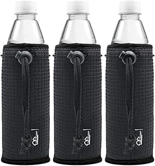 WK IEASON Water Bottle Cover Sleeves Insulators 16 17 18oz Non-slip Neoprene Beer Bottle Coolier Sleeves 3PC Pack (Blackx3)