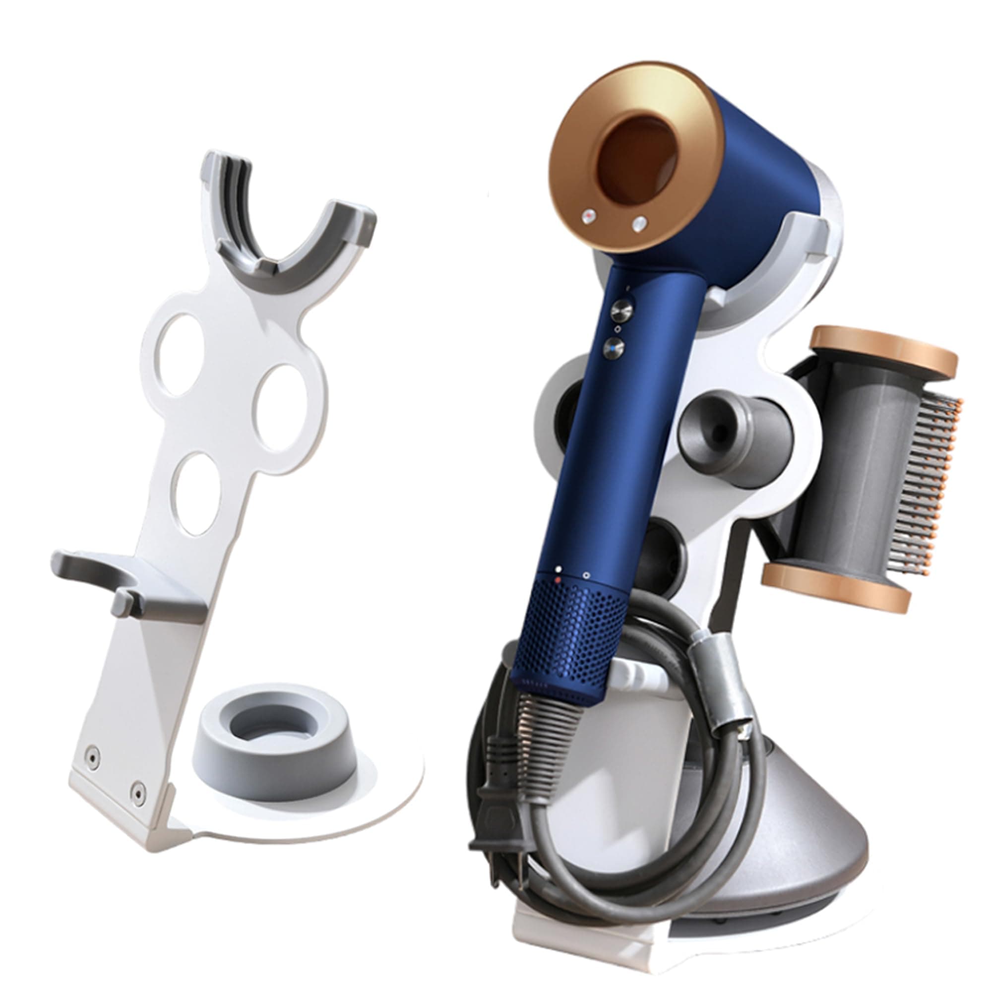 ZAZ Dyson Supersonic Ionic Hair Dryer Compatible Storage Stand Attachment Storage Holder with Cord Clip Magnetic Dryer Stand Compatible with New Attachments White dy-003