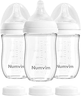 Natural Glass Baby Bottles Gentle & Slow Flow, Newborn Breastfeeding Bottle with Anti Colic Nipple for 0 Months Babies, 3 Packs (White (5 Ounce), 1 Count (Pack of 3))