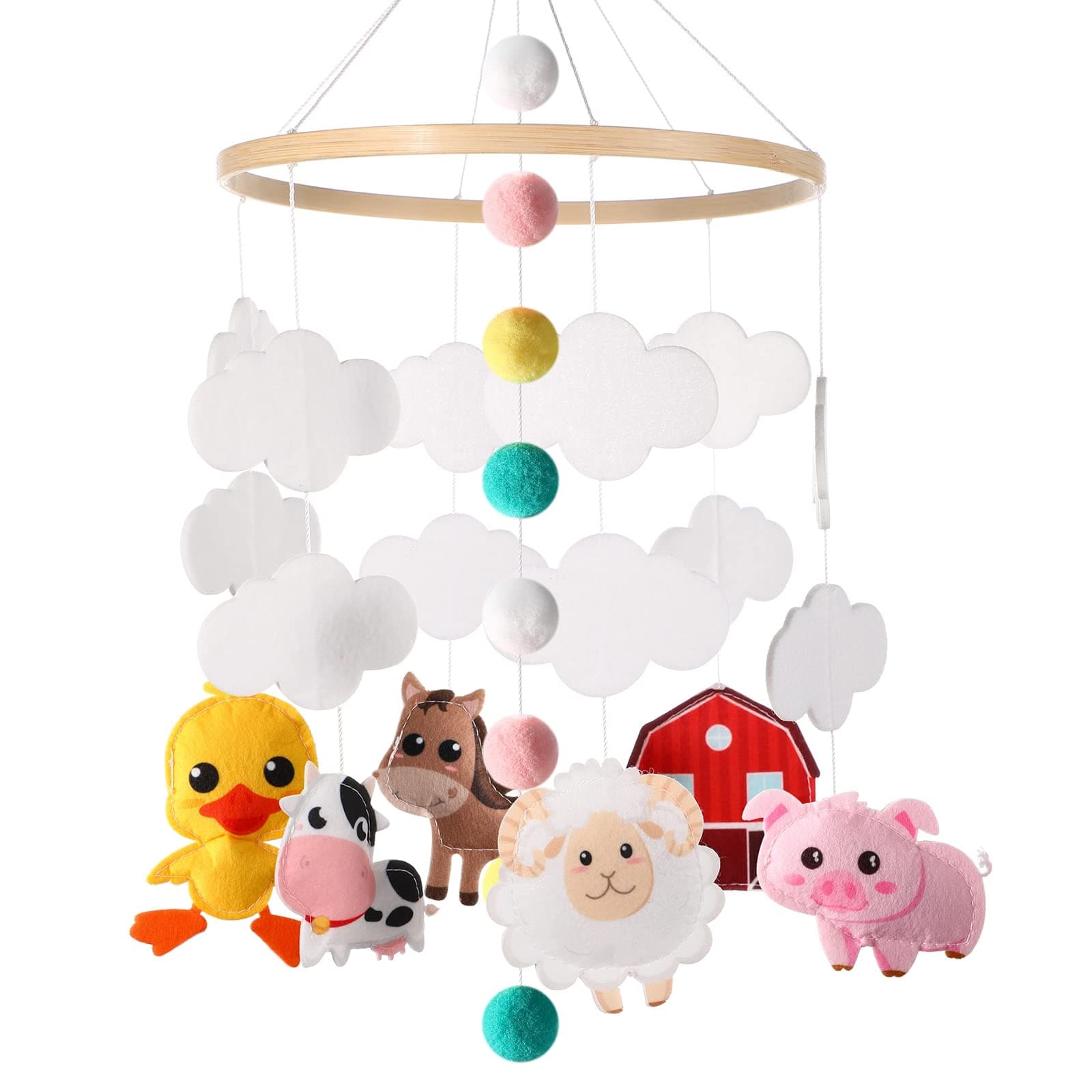 Tudomro Baby Mobile for Crib Woodland Nursery Room Decor Baby Nursery Decor Jungle Animals Crib Mobile Farm Animals Decorations for Boys Girls Gifts